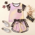 thumbnail image 2 of CAUYDY Toddler Baby Girl Summer Clothes Set Kid Outfits Short Sleeves T-Shirt Tops + Shorts Cute Outfits Set For Kids 9-24 Months 4t 5t 6t 7t 8t 9t 10t (Sizes 4-5 Years,H03-Pink), 2 of 9