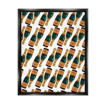 Stupell Industries Pair Champagne Bottles Pattern Arrangement Alcohol Drink Graphic Art Jet Black Floating Framed Canvas Print Wall Art, Design by Amelia Noyes