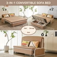thumbnail image 6 of 60" 3 in 1 Pull Out Sofa Bed, Full Size Convertible Sleeper Loveseat with Storage, Trundle & 2 Pillows, Saddle Tan, for Living Room/Dorm/Bedroom/Office/RV, 6 of 9