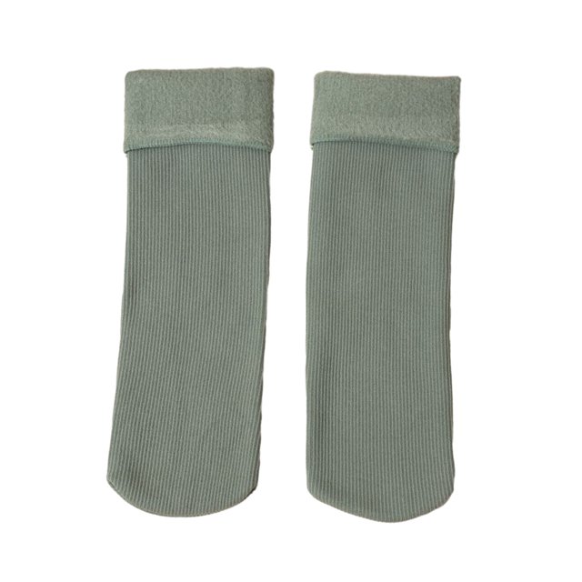 CSChome Mid-calf Socks Unisex Thermal Mid-Tube Socks - Thick Soft Plush Solid Color Elastic Non-Slip Knitted