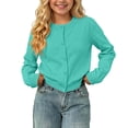thumbnail image 4 of FAIWAD Girls School Uniform Knit Cardigan Kids Unisex Classic Solid Color Long Sleeve Button Down Sweater Cardigan, 4 of 9