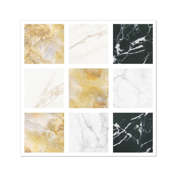 Wosthever Adhesivo de pared de azulejo de cristal, decoración de cristal, Panel de patrón de mármol, fuerte viscosidad, alta resistencia al Decoración del hogar Tipo 2
