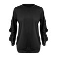 thumbnail image 2 of Vedolay Long Sleeve Tops Women Half Zip Oversized Sweatshirts Long Sleeve Cropped Pullover Workout Warm Tops,Black S, 2 of 5