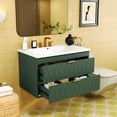 thumbnail image 2 of ENSHUI 30" Wall Mounted Bathroom Vanity with Resin Sink and 2 Drawers, Solid Wood Cabinet, Green, 2 of 12