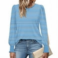 thumbnail image 6 of Sexlip Women Cotton Striped Long Sleeve Tee Casual Crew Neck Tops for Spring and Daily Wear Blue XL, 6 of 6