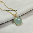 thumbnail image 2 of Aqua Chalcedony Pendant Necklace, Gemstone Pendant With Chain, Handmade Jewelry, Gift for Her, Women Jewelry, Round Stone Pendant, 2 of 6