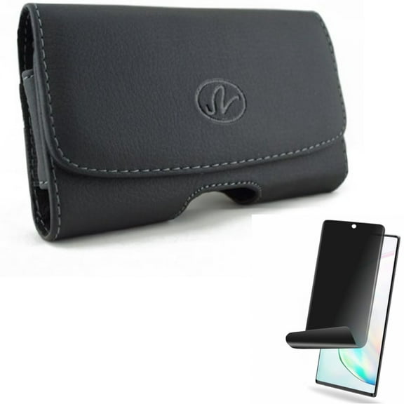 Case Belt Clip & Privacy Screen Protector for Samsung Galaxy Note 20 Phone - Combo with Leather Swivel Holster Loops & TPU Film Anti-Peep (Fingerprint Works) Anti-Spy
