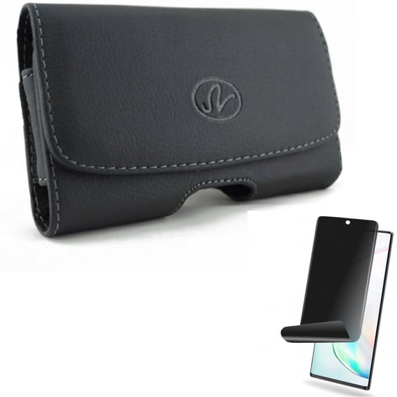 Case Belt Clip & Privacy Screen Protector for Samsung Galaxy Note 20 Phone - Combo with Leather Swivel Holster Loops & TPU Film Anti-Peep (Fingerprint Works) Anti-Spy
