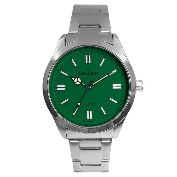 Peugeot Women's 36mm Sport Watch with Green Dial and Stainless Steel Bracelet