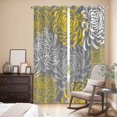 thumbnail image 3 of Yellow Gray Floral Kitchen Curtains 96 Inch Length, Farmhouse Retro Abstract Flowers Art Grommet Top Bedroom Living Room Curtains, Light Filtering Cafe Curtain Drapes 2 Panels Set 104''x96'', 3 of 9