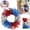 Z-11-Red, variant on Patriotic Grass Wreath, Red White Blue 4th of July Front Door Hanging Decor Wreath, Independence Day Decorative Wreath, Memorial Day Indoor & Outdoor Use 17.71 Inch 1Pcs