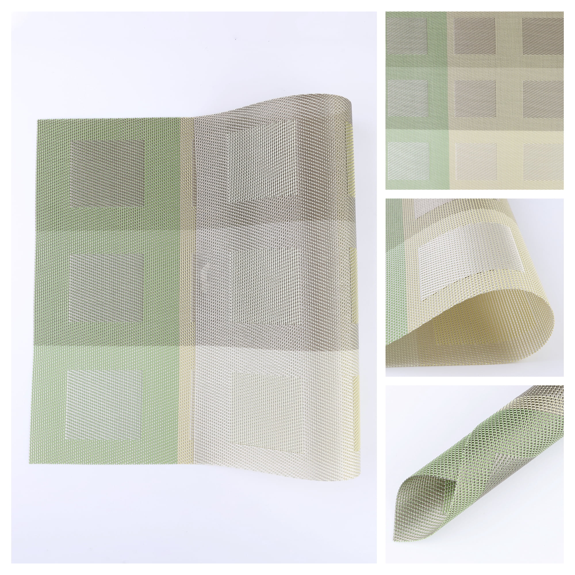 Unique Bargains Placemats Set of 6 for Dining Table Decor Washable Table Mat Gray Green