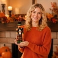 thumbnail image 6 of Kiddiway Halloween Decorations Nutcracker Pumpkin Figurine - Wooden Soldier Figure with Carved Pumpkin Head, Festive Halloween Home Decor for Mantel Shelf, Indoor Fall Display, 6 of 7