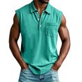 thumbnail image 3 of Horkkom Sleeveless Shirts for Men Summer V Neck Button Down Shirt Casual Workout Muscle Tank Tops with Pocket XL, 3 of 7
