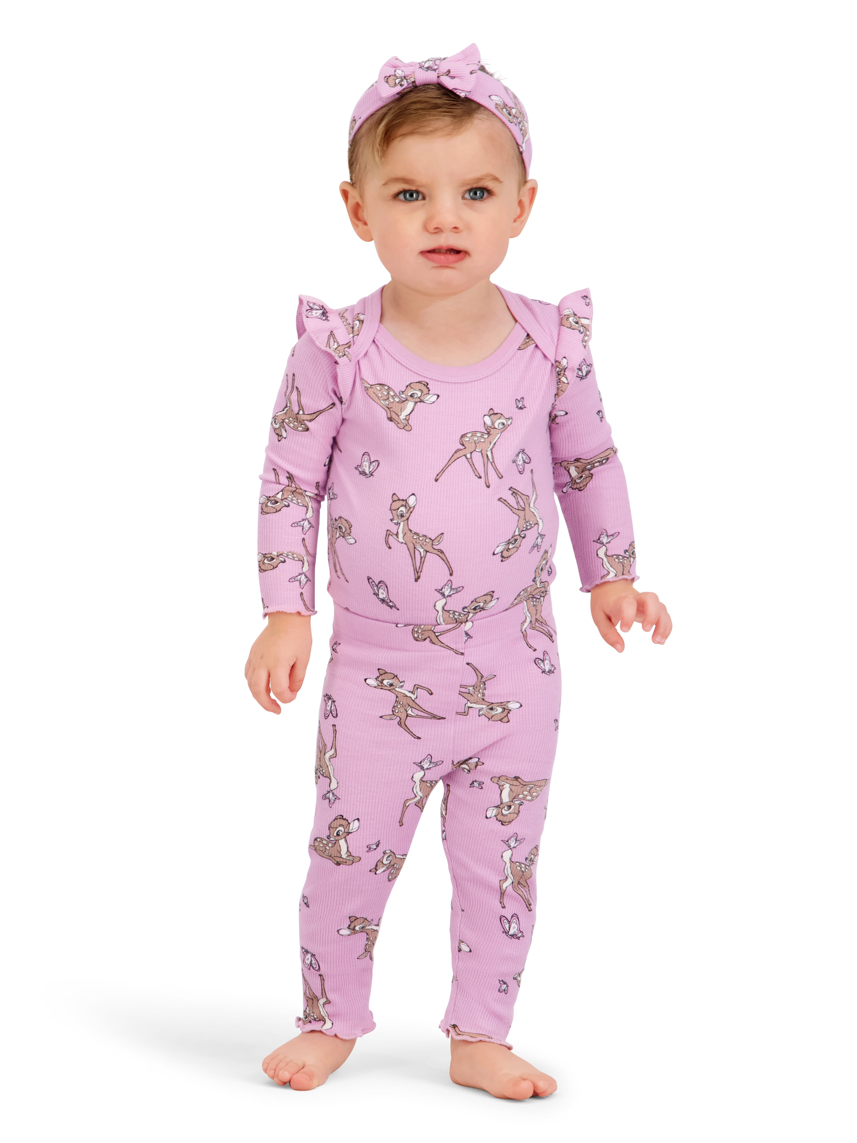 Bambi Baby Girl 3 Piece Rib Pant Set, Sizes 0-24M
