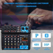 BOMGE 6 Channel dj powered audio sound mixer amplifier,100 W Stereo Speaker Home Audio Receiver effects, 48V phantom Power, USB, Bluetooth ,for home theater system, Karaoke, Streaming