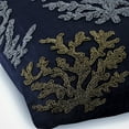 thumbnail image 3 of Navy Blue Euro Size Pillow Shams 26x26 inch (65x65 cm), Linen European Pillow Shams, Sea Creatures, Sea Weeds, Corals, Beaded, Beach Style Euro Pillowcases - Sea Weeds Swim, 3 of 9