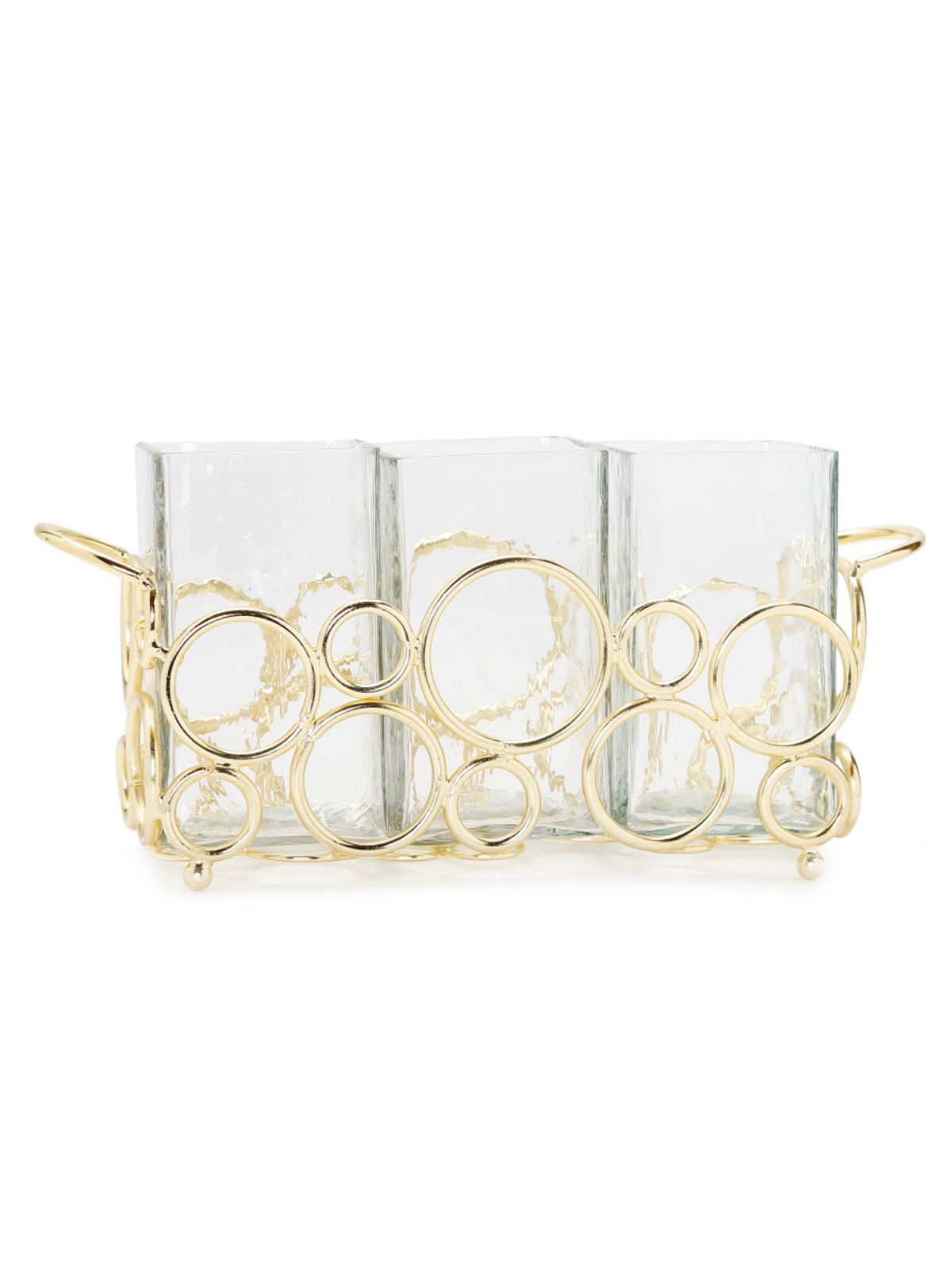 Glass Utensil Holder with Gold Loop Design