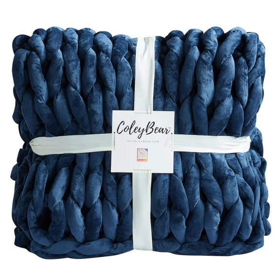 Chunky Knit Weighted Throw Blanket - Handwoven, Soft & Breathable, Calming, and Better Sleep, Small, 38 x 75 inches, 14 lbs