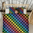thumbnail image 3 of Rainbow Checkerboard Duvet Cover and Pillowcase Set for Single Bedding, Bedroom Accessories for Kids Teens, 3 of 5