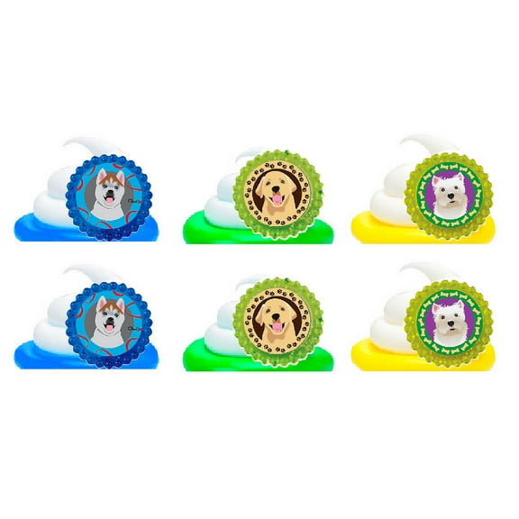 Puppy Dog Faces Easy Toppers Cupcake Decoration Party Favor Rings -24pk