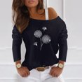 thumbnail image 2 of Summer Savings Clearance 2023! Loopsun T shirts for Women Blouses for Women, Women Long Sleeves Casual Shirts Off The Shoulder Pullover Loose Shiny Sequin Blouse Tunic Tops Black C, 2 of 5