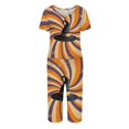 thumbnail image 4 of Women's Halloween Loungewear Set Short Sleeve V Neck Top and Capri Pants Tie Dye Pumpkin Pattern Relaxed Fit Sleepwear Pajama Set for Home Party Daily Wear Yellow S, 4 of 6