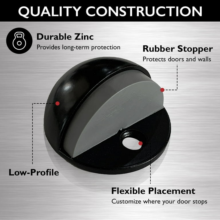 10 Pack Black Spring Door Stops - 4.4 Inch, Wall/Door Mount, Rubber Tip, Matte Black