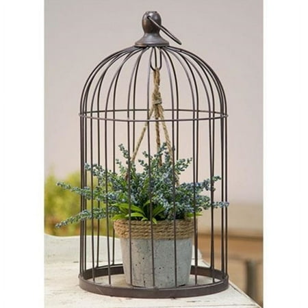 Wire Birdcage with Jute and Cement Plant Holder Large