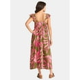 thumbnail image 2 of Time and Tru Women's Cotton Midi Dress with Flutter Sleeves, Sizes XS-XXXL, 2 of 4