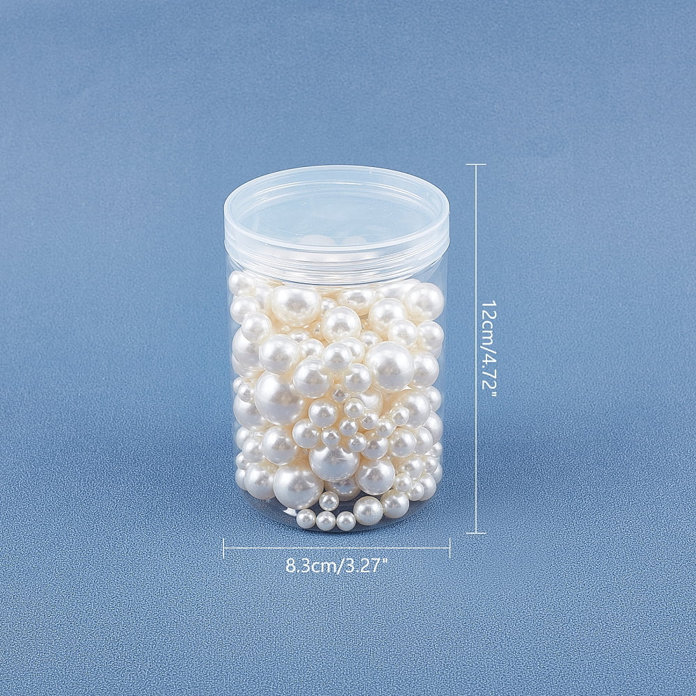 1box Resin Imitation Pearl Beads No Hole/Undrilled Round White 7.5~25mm 214pcs/box