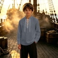 thumbnail image 3 of LYHaoo Boys Long Sleeve Shirt Kids Classic Lace up Theme Tops(9-10 Years), 3 of 7