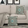thumbnail image 3 of Black Teal Boho Pillow Covers 18 X Inch Bohemian Ethnic Carpet Style Vintage Flower Print Decorative Throw Pillows Outdoor Linen Square Cushion Case Farmhouse Decor Set of 2, 3 of 6