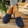 thumbnail image 4 of Pandaie Clogs for Women Comfortable Closed Toe Slip on Mules Suede Summer Wedge Slide Sandals Ladies Casual Walking Shoes Navy Size 7, 4 of 7