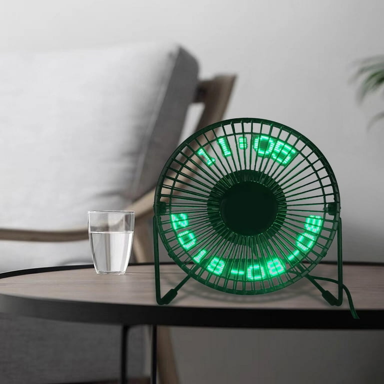 LED USB Clock Fan with LED Light Real Time Display Travel Table