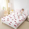 thumbnail image 2 of Manfei Sweet Bow Cherry Fitted Sheet Queen,Cute Bowtie Ribbon Bedding,3-Piece,1 Fitted Sheet and 2 Pillowcases, 2 of 6