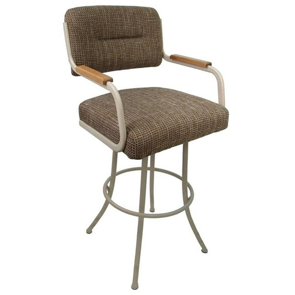 Swivel Extra Tall Metal Bar Stool 34" - M-114 - Checkered - Beige Natural