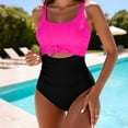 thumbnail image 6 of Leey-World Tummy Control Swimsuits One Piece V Neck Slimming Bathing Suit for Women Cutout Ruched Shapewear Swimwear One Piece Womens Swimsuit(Hot Pink,S), 6 of 7