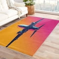 thumbnail image 1 of Airplane Non Slip Throw Rugs - 2x3 Washable Rug, Neon Gradient Aircraft Front Door Mat Indoor Entrance, Boys Hot Pink and Orangon Soft Low Pile Inside Doormat for Dining Room Living Room Entryway, 1 of 7