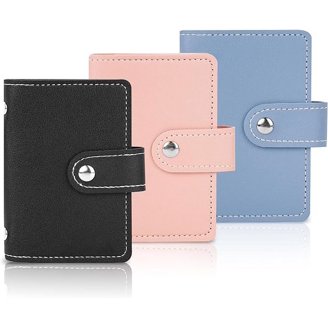 Business Card Holder Set - Stainless Steel Slim Pocket Case (Rose Gold & Blue), Holds 20 Cards