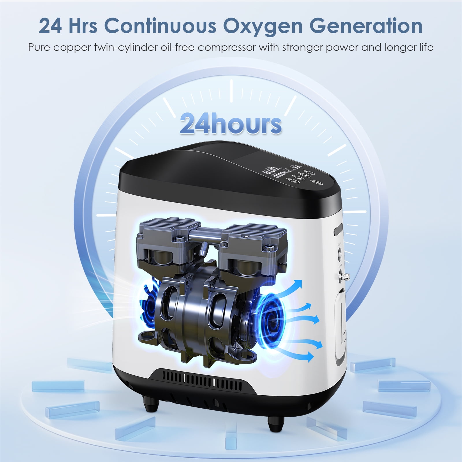 1-9LOxygen&generator Tube &filters 𝗐𝗂th Accessories-(24Hrs) Quiet(All-Age Use) Concentrator de oxigeno for home use,12𝑙𝑏𝑠 Lightwei H206