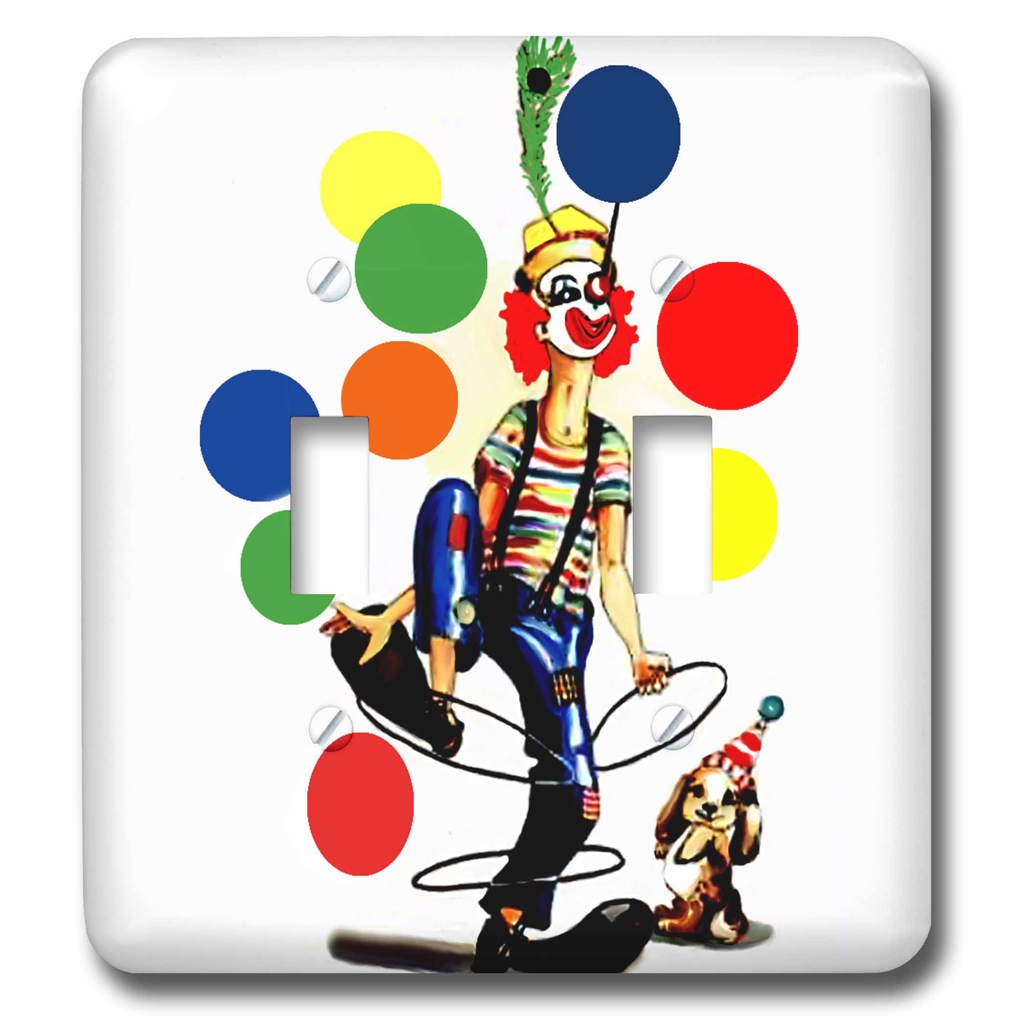 3dRose lsp_56072_2 Clown with Umbrella Double Toggle Switch