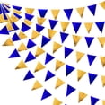 thumbnail image 2 of Royal Blue Gold Party Decoration Navy Blue Gold Triangle Pennant Banner Flag Metallic Fabric Bunting Garland for Graduation Birthday Wedding Retirement Bridal Shower Nautical Ahoy Achor Party Supplies, 2 of 6