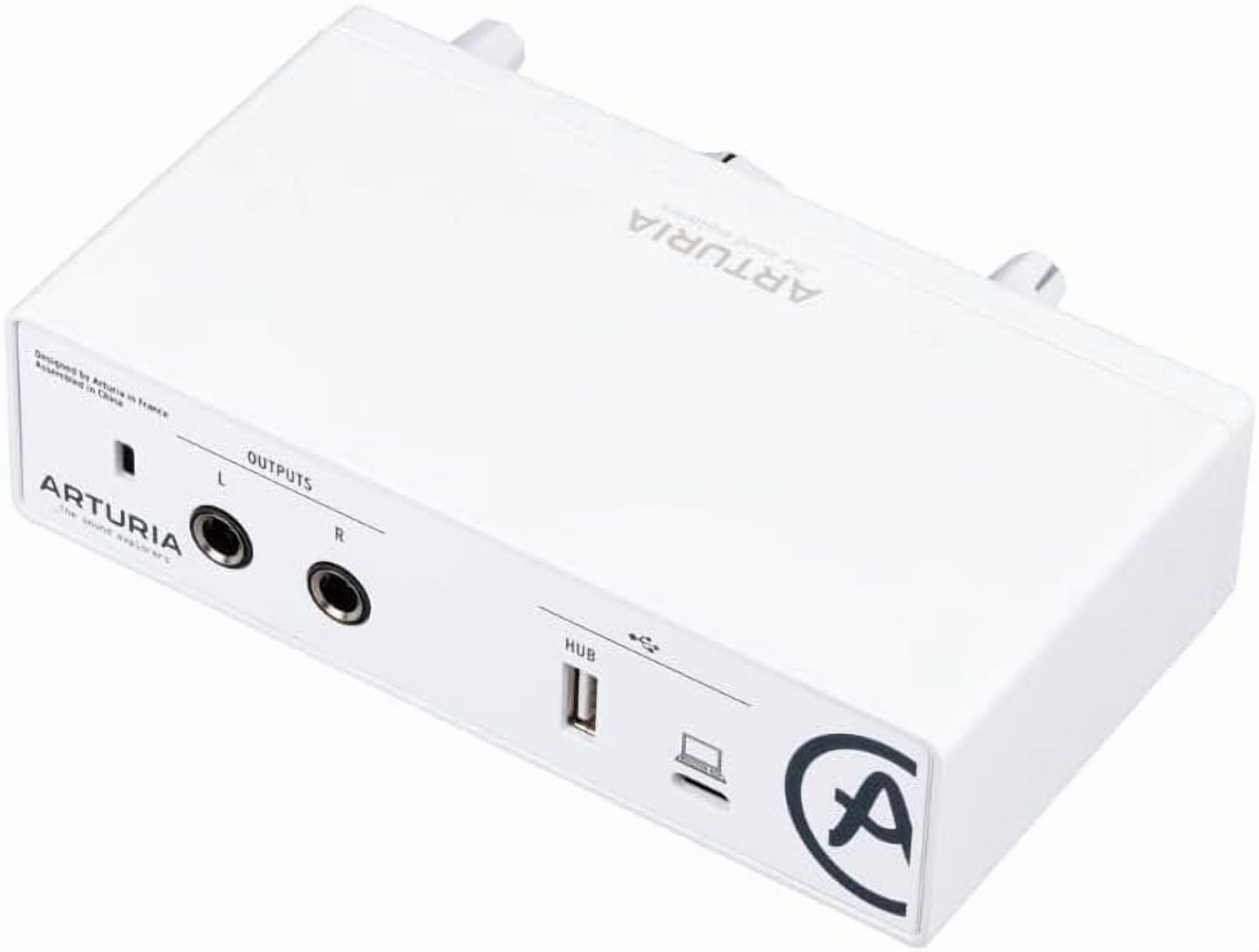 Arturia MiniFuse 1 USB Audio Interface, White Bundle with Pig Hog PHM10 8mm 10ft XLR Microphone Cable and Liquid Audio Instrument Polishing Cloth - Portable Audio Interface for PC, Mac