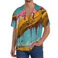 thumbnail image 7 of Lsque Melting Banana Fantasy print Men's Cuban Collar Short Sleeve Shirt Summer Beachwear Casual Button Down Fashionable Vacation Leisure Shirt-X-Large, 7 of 7