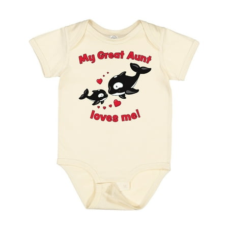 

Inktastic My Great Aunt Loves Me Orca Family Gift Baby Boy or Baby Girl Bodysuit