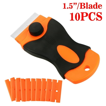 Glue Line Rip Blade Razor Blade Tint Vinyl Tool, Sticker Glue Car Remover Tint Vinyl Tool Razor with 10 Replacement Tint Vinyl Tool Blades Glass Stovetops Cooktop Ceramic Metal Tape Paint Glue Stickers Removal Tool ()