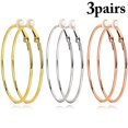 thumbnail image 2 of 3 Paires Boucles d'Oreilles Créoles pour Femmes à Clip Boucles d'Oreilles à Clip Mode Boucles d'Oreilles Sans Perçage, 2 of 10