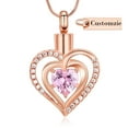 thumbnail image 5 of Heart Urn Necklace for Ashes Cremation Jewerly, Double Heart Birthstone Crystal Pendant Necklace for Women Memorial Jewelry Ashes Keepsake Lockets Holder, 5 of 7
