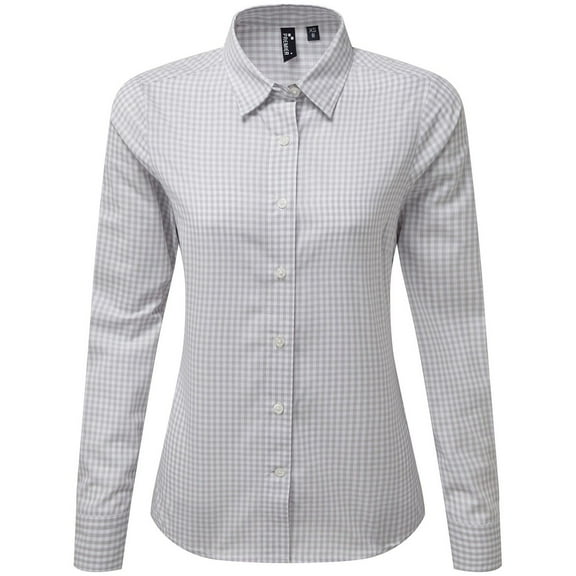 Premier Womens Maxton Gingham Long-Sleeved Shirt
